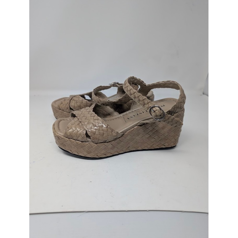 Pons Quintana Ankara Woven Leather platform wedge sandals taupe sz 38 (us 8)NWOT